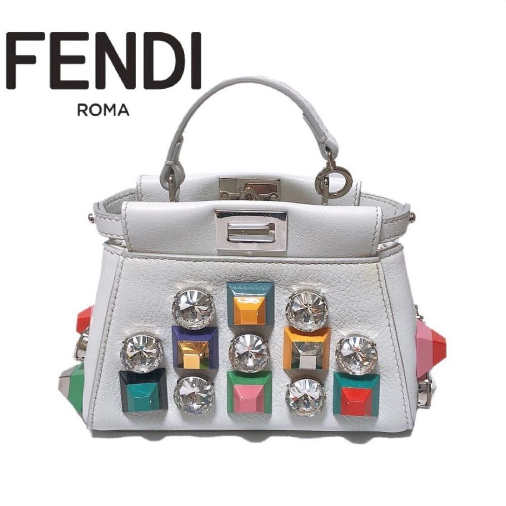 Fendi Pouch PREXIGLASS PEEKABOO Cochette Clutch STUD Accessory METAL Black